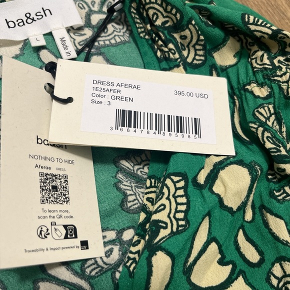 ba&sh Green Floral Long Sleeve Dress size L - Picture 4 of 11